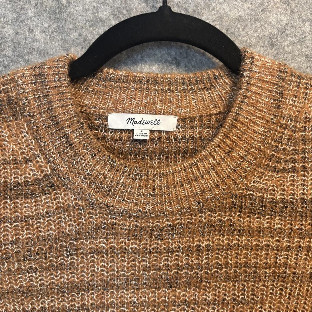Madewell Sweater Womens Small Brown Wool Alpaca Blend Puff Shoulder Crewneck - Picture 6 of 10